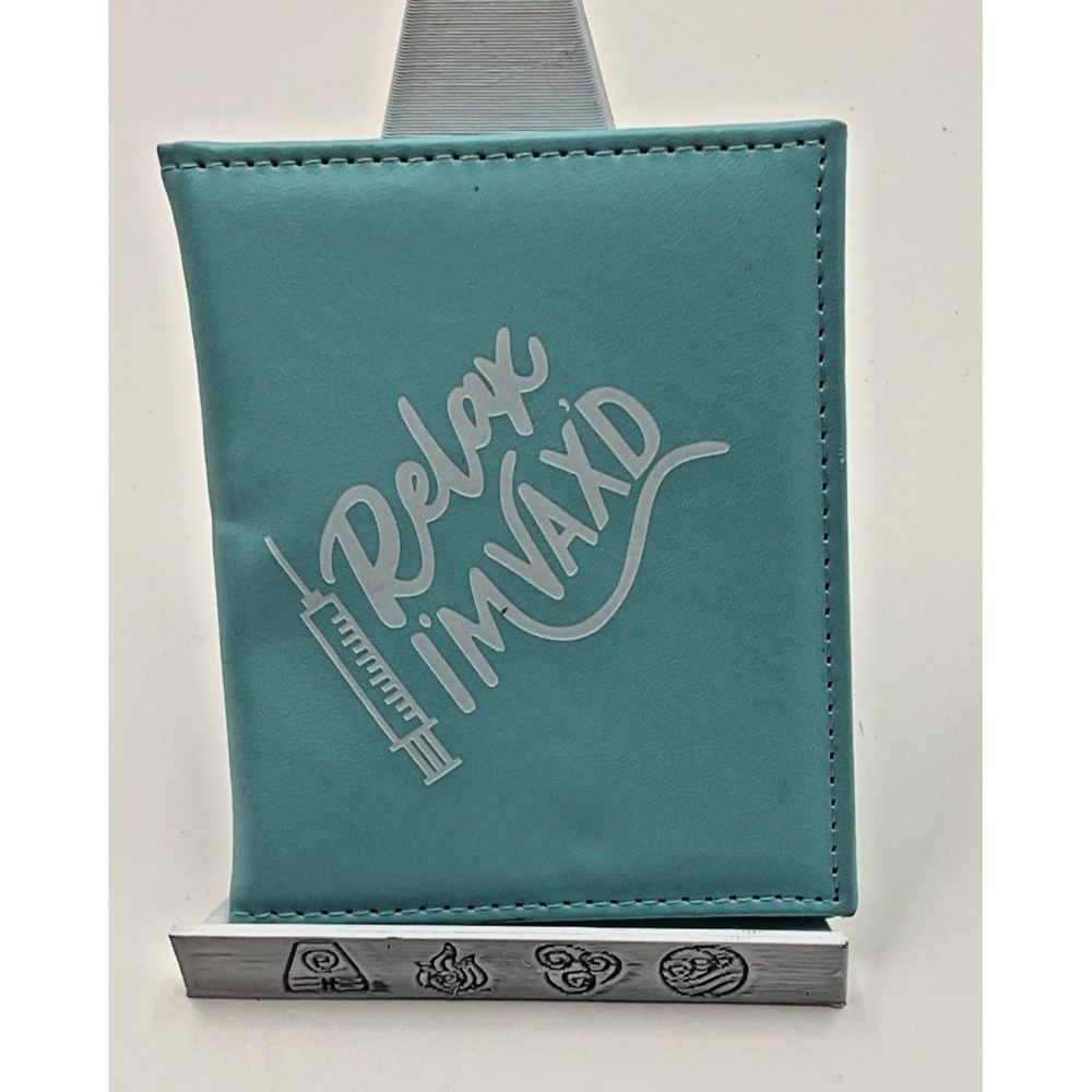 Teal Faux Leather Vaccination Card Holder ID Protector